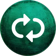 Green circular icon with rotating arrows symbolizing going through the haunted houses again.