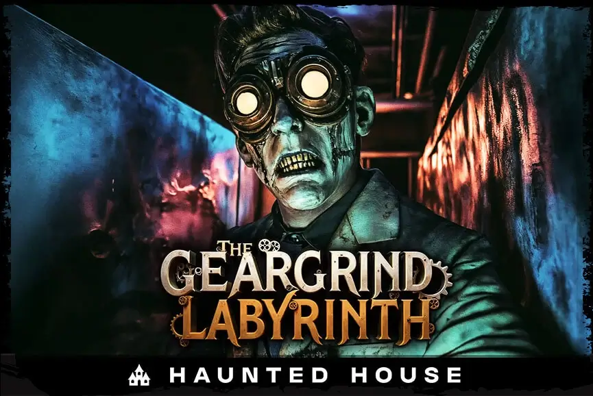 GearGrind Labyrinth steampunk zombie character at San Jose haunted house